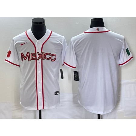 Men's Mexico Baseball Blank 2023 White World Baseball Classic Stitched Jersey