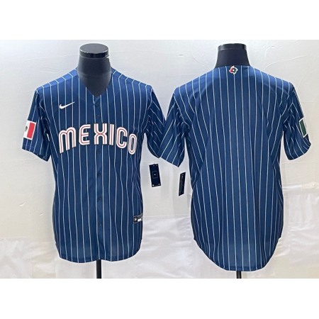 Men's Mexico Baseball Blank Navy World Baseball Classic Stitched Jersey