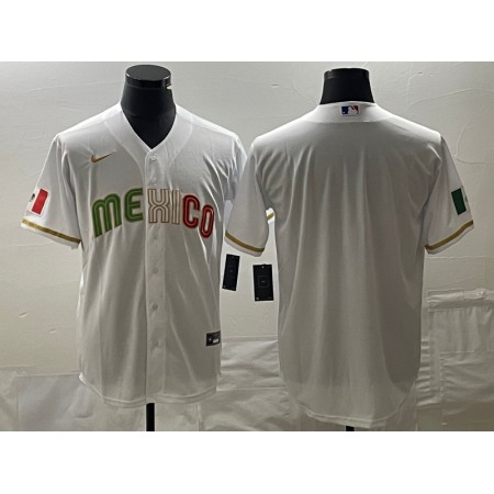 Men's Mexico Baseball Blank White 2023 World Baseball Classic Stitched Jersey