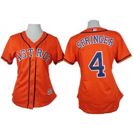 Astros #4 George Springer Orange Alternate Women's Stitched MLB Jersey