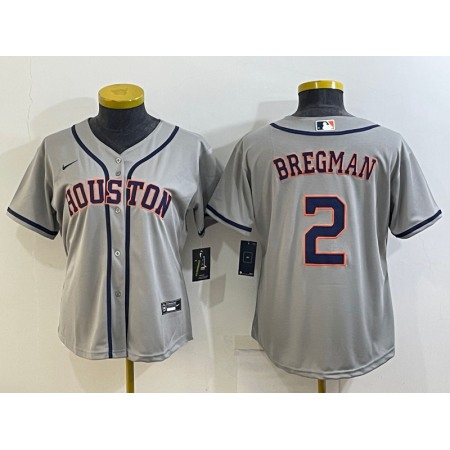 Women's Houston Astros #2 Alex Bregman Gray Cool Base Stitched Baseball Jersey(Run Small)