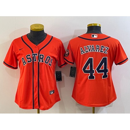 Women's Houston Astros #44 Yordan Alvarez Orange With Patch Cool Base Stitched Baseball Jersey(Run Small)