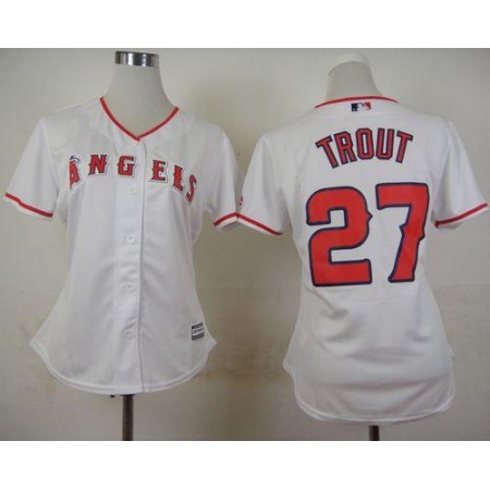 Angels #27 Mike Trout White Home Women's Stitched MLB Jersey