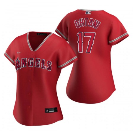 Women's Los Angeles Angels #17 Shohei Ohtani Red Stitched Baseball Jersey(Run Small)