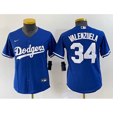 Women's Los Angeles Dodgers #34 Toro Valenzuela Royal Stitched Jersey(Run Small)