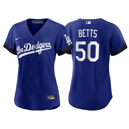 Women's Los Angeles Dodgers #50 Mookie Betts 2021 Royal City Connect Cool Base Stitched Baseball Jersey(Run Small)