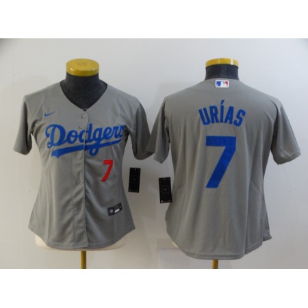 Women's Los Angeles Dodgers #7 Julio Urias Grey Cool Base Stitched Baseball Jersey(Run Small)