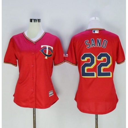 Twins #22 Miguel Sano Red Women's Alternate Stitched MLB Jersey