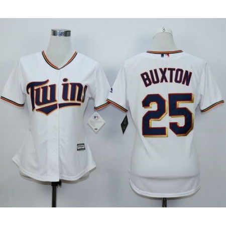 Twins #25 Byron Buxton White Home Women's Stitched MLB Jersey