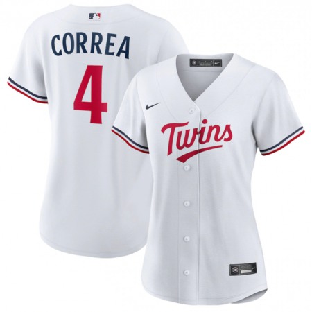 Women's Minnesota Twins #4 Carlos Correa White Stitched Jersey(Run Small)