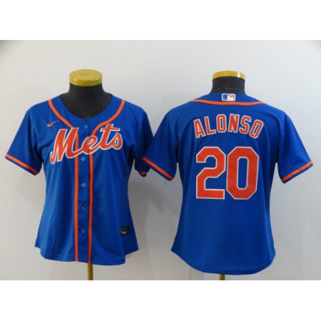 Women's New York Mets #20 Pete Alonso Blue Cool Base Stitched MLB Jersey(Run Small)