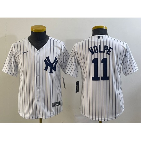 Women's New York Yankees #11 Anthony Volpe White Cool Base Stitched Jersey(Run Small)