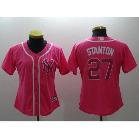 Women's New York Yankees #27 Giancarlo Stanton Pink Cool Base Stitched MLB Jersey