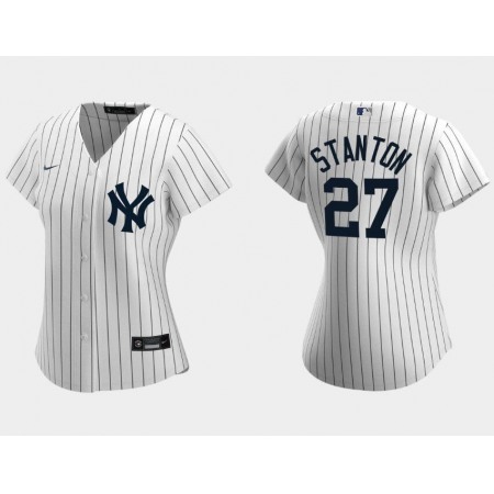 Women's New York Yankees #27 Giancarlo Stanton White Cool Base Stitched Jersey(Run Small)