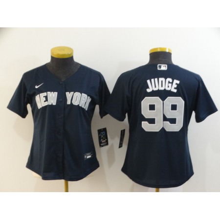 Women's New York Yankees #99 Aaron Judge Navy Cool Base Stitched MLB Jersey(Run Small)