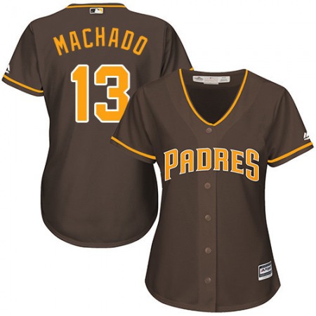 Women's San Diego Padres #13 Manny Machado Brown Cool Base Stitched MLB Jersey(Run Small)