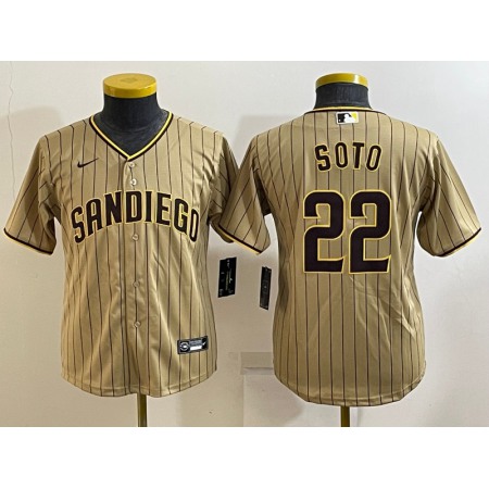 Women's San Diego Padres #22 Juan Soto Brown Cool Base Stitched Baseball Jersey(Run Small)