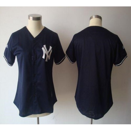 Yankees Blank Navy Blue Women's Fashion Stitched MLB Jersey