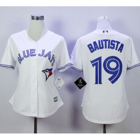 Blue Jays #19 Jose Bautista White Women's Fashion Stitched MLB Jersey