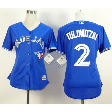 Blue Jays #2 Troy Tulowitzki Blue Alternate Women's Stitched MLB Jersey