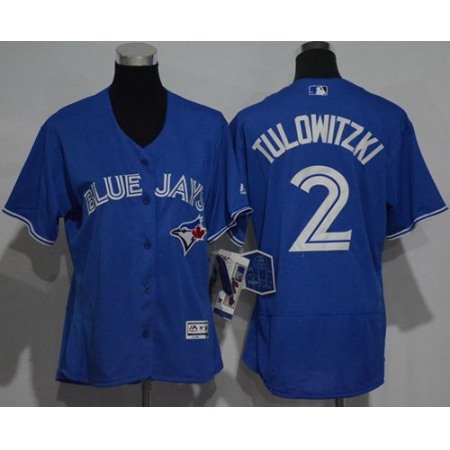 Blue Jays #2 Troy Tulowitzki Blue Flexbase Authentic Women's Stitched MLB Jersey