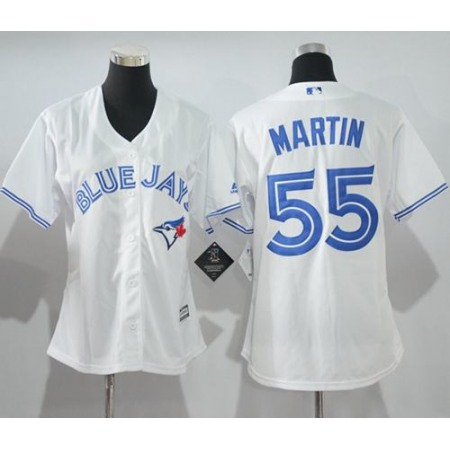 Blue Jays #55 Russell Martin White Women's Home Stitched MLB Jersey