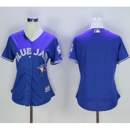 Blue Jays Blank Blue Alternate 40th Anniversary Women's Stitched MLB Jersey