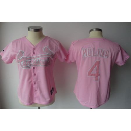 Cardinals #4 Yadier Molina Pink Women's Fashion Stitched MLB Jersey