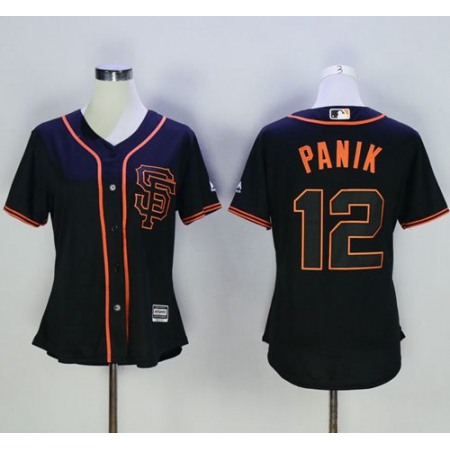 Giants #12 Joe Panik Black Alternate Women's Stitched MLB Jersey