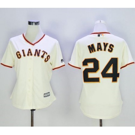 Giants #24 Willie Mays Cream Home Women's Stitched MLB Jersey