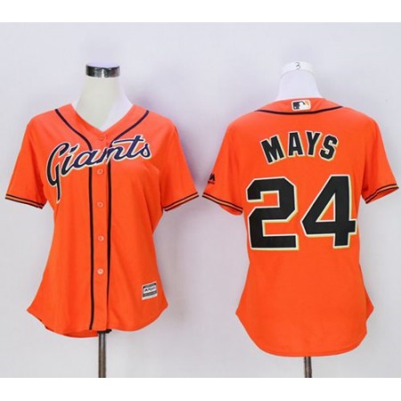 Giants #24 Willie Mays Orange Women's Alternate Stitched MLB Jersey