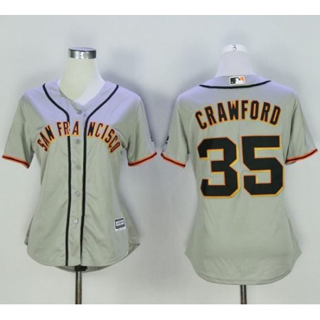 Giants #35 Brandon Crawford Grey Women's Road Stitched MLB Jersey