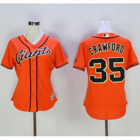 Giants #35 Brandon Crawford Orange Women's Alternate Stitched MLB Jersey