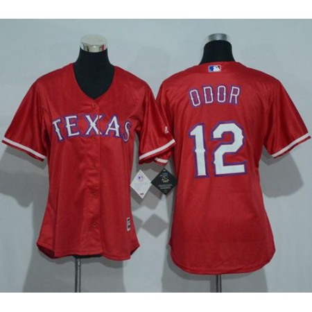 Rangers #12 Rougned Odor Red Women's Alternate Stitched MLB Jersey