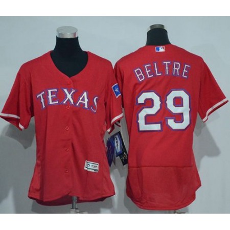 Rangers #29 Adrian Beltre Red Flexbase Authentic Women's Stitched MLB Jersey