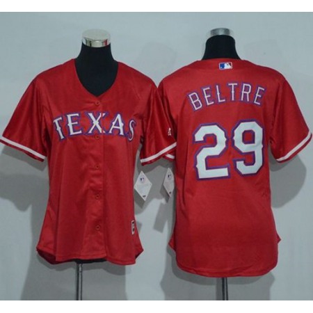 Rangers #29 Adrian Beltre Red Women's Alternate Stitched MLB Jersey