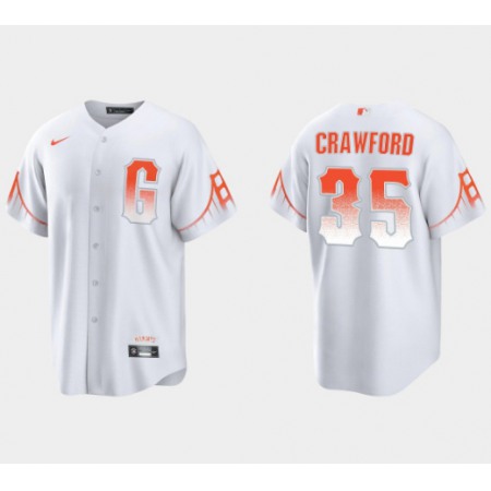 Women's San Francisco Giants #35 Brandon Crawford White City Connect Cool Base Stitched Jersey(Run Small)