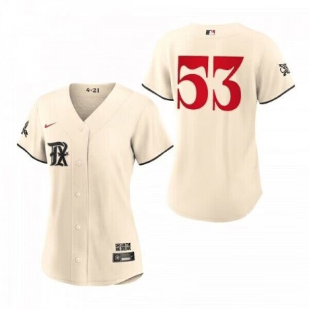 Women's Texas Rangers #53 Adolis Garcia Cream 2023 City Connect Stitched Baseball Jersey(Run Small)