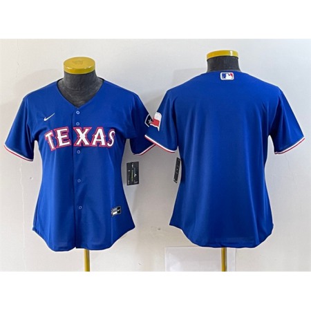 Women's Texas Rangers Blank Royal With Patch Stitched Baseball Jersey(Run Small)