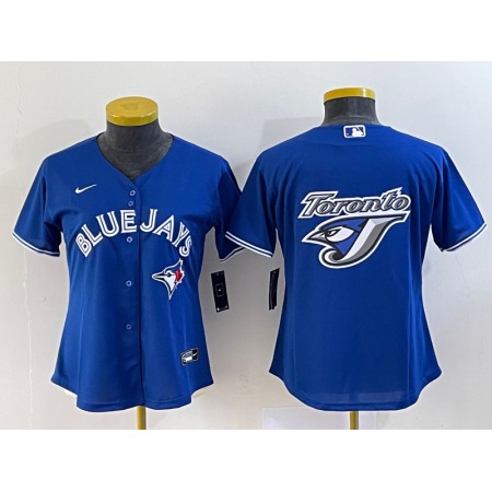 Women's Toronto Blue Jays Blue Team Big Logo Stitched Baseball Jersey(Run Small)