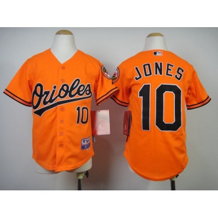 Orioles #10 Adam Jones Orange Cool Base Stitched Youth MLB Jersey