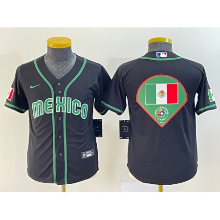 Women's Mexico Baseball 2023 Black Big Logo World Baseball Classic Stitched Jersey(Run Small)