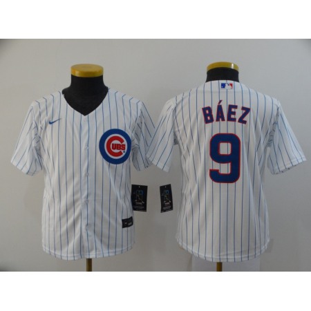 Youth Chicago Cubs White #9 Javier Baez 2020 Cool Base Stitched MLB Jersey