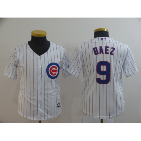 Youth Chicago Cubs White #9 Javier Baez Cool Base Stitched MLB Jersey