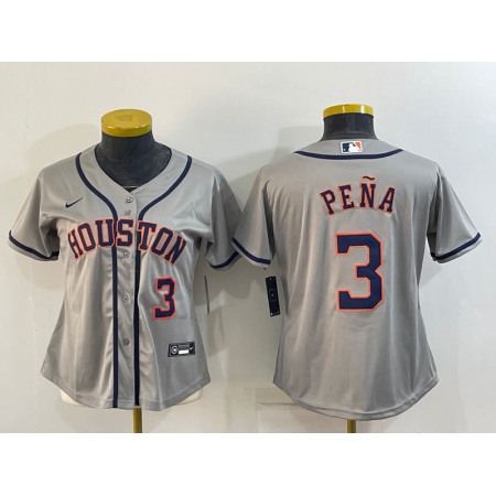 Youth Houston Astros #3 Jeremy Pena Gray Cool Base Stitched Jersey