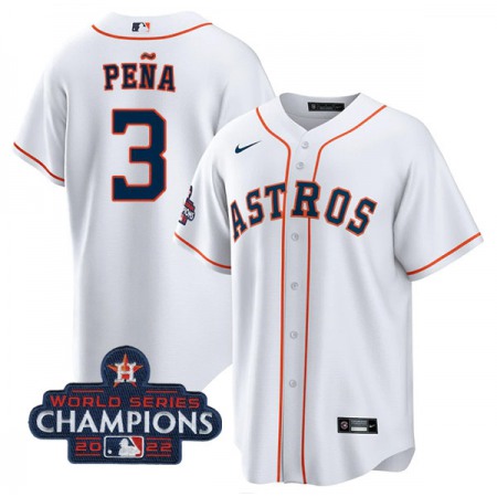 Youth Houston Astros #3 Jeremy Pena White 2022 World Series Champions Home Stitched BaseballJersey