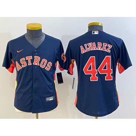 Youth Houston Astros #44 Yordan Alvarez Navy With Patch Cool Base Stitched Jersey