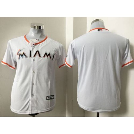 Marlins Blank White Cool Base Stitched Youth MLB Jersey