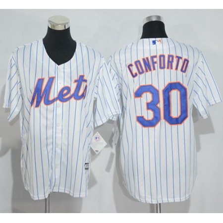 Mets #30 Michael Conforto White(Blue Strip) Home Cool Base Stitched Youth MLB Jersey