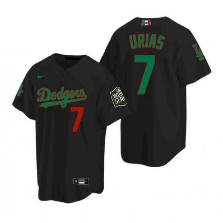 Youth Los Angeles Dodgers #7 Julio Urias Black Green World Series Cool Base Stitched Baseball Jersey